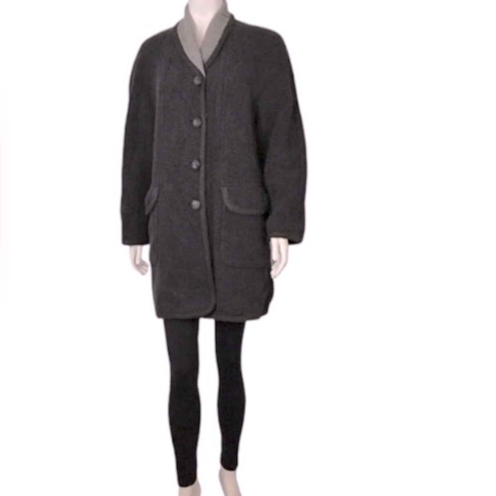 Essential Virgen Wool Cashmere Black Long Coat Size 38
